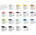 Mugg 80 mm - 6pack olika mixade Vit med färgad insida o handtag