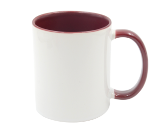 Mugg 80 mm - 6pack olika mixade Vit med färgad insida o handtag