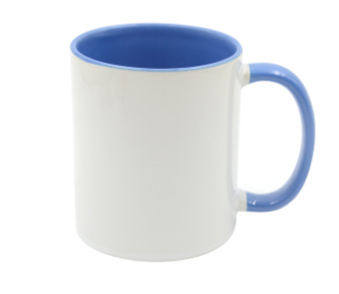 Mugg 80 mm - 6pack olika mixade Vit med färgad insida o handtag