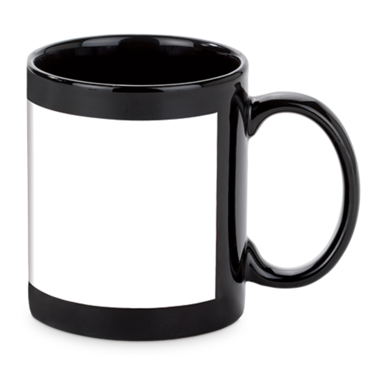 Mugg 80 mm Svart med Vit tryckyta