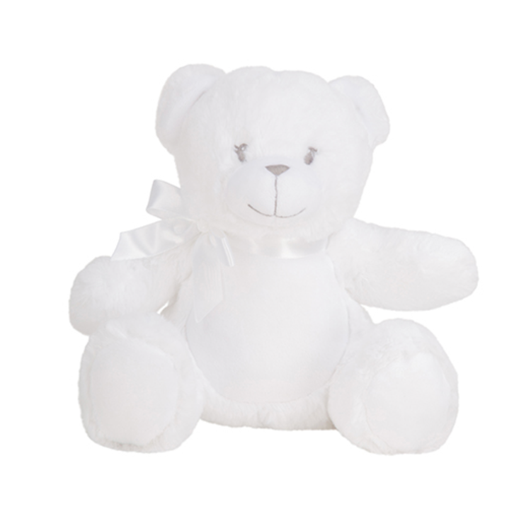 Nalle med rosett - vit- M