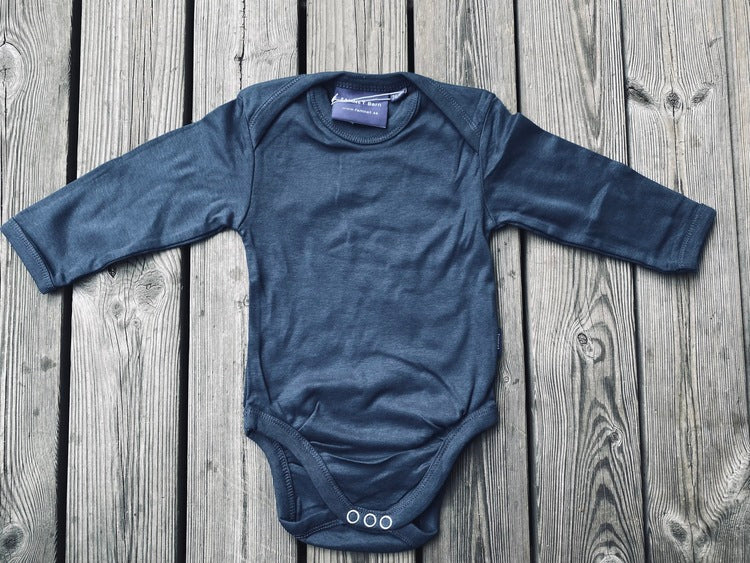Babybody - långärmad - Gråblå