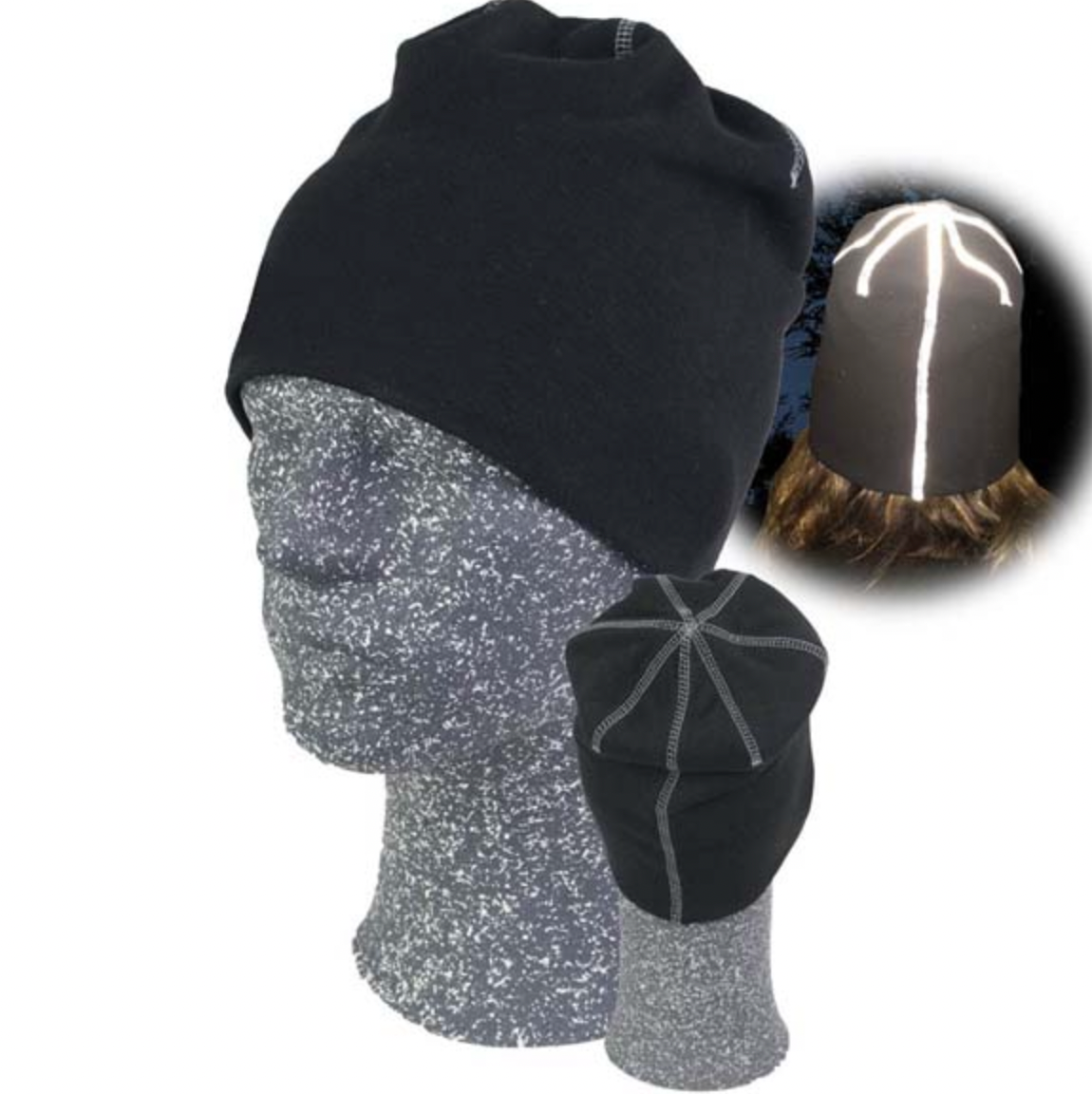 Beanie - Svart/grå reflex - barn