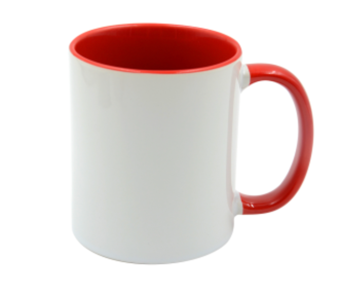 Mugg 80 mm - Vit med färgad insida och handtag