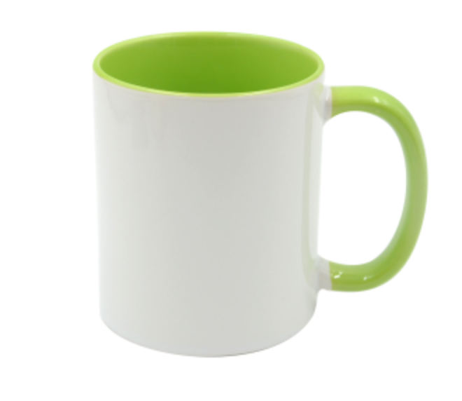 Mugg 80 mm - Vit med färgad insida och handtag