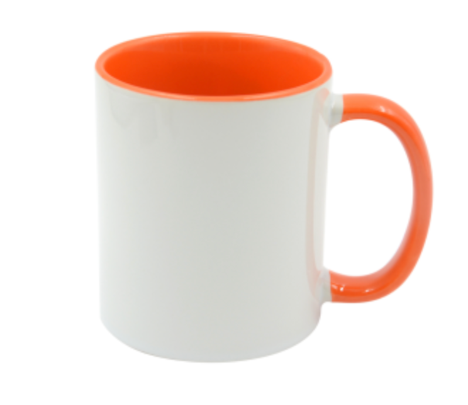 Mugg 80 mm - Vit med färgad insida och handtag