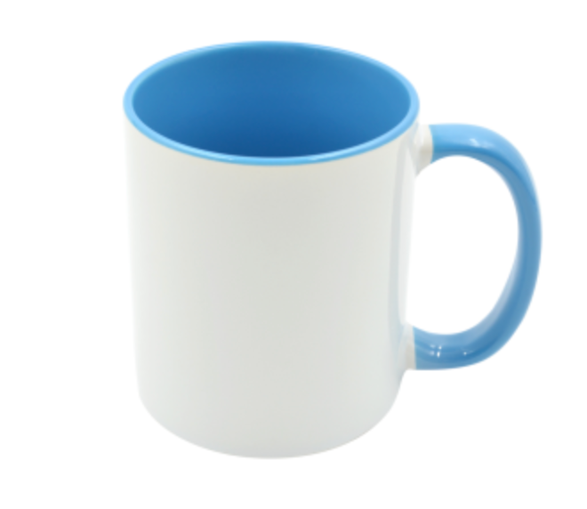 Mugg 80 mm - Vit med färgad insida och handtag