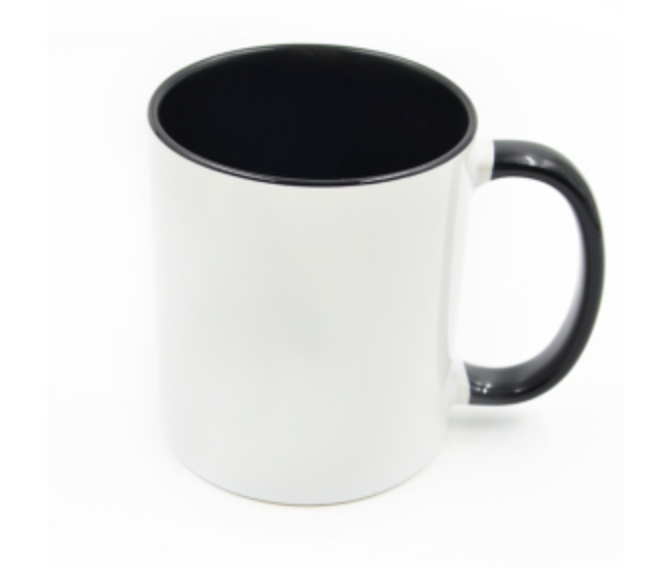 Mugg 80 mm - Vit med färgad insida och handtag