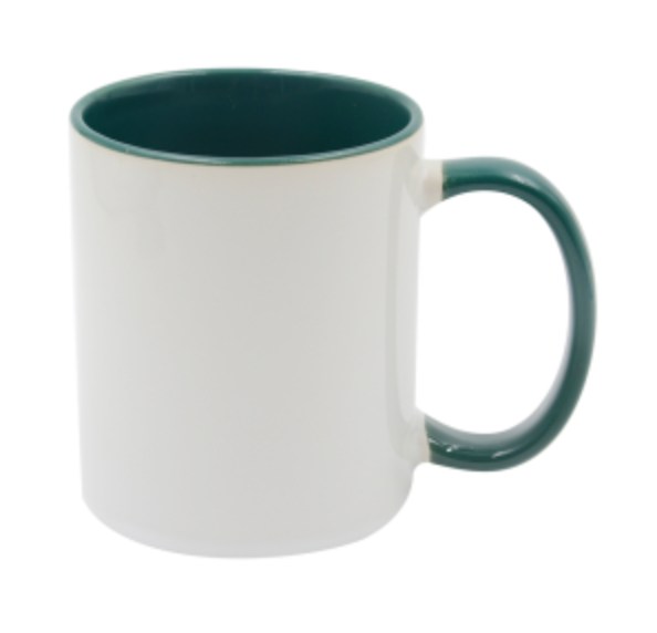 Mugg 80 mm - Vit med färgad insida och handtag