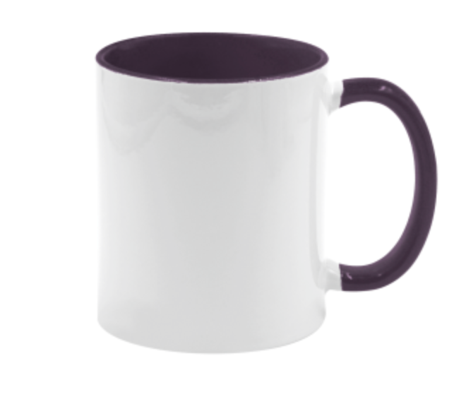 Mugg 80 mm - Vit med färgad insida och handtag