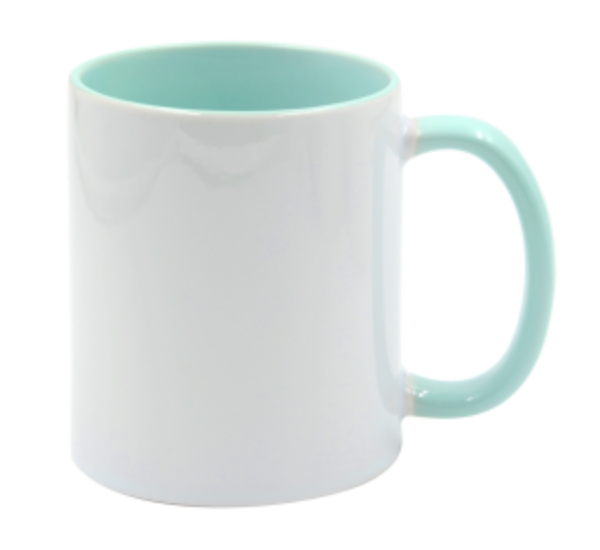 Mugg 80 mm - Vit med färgad insida och handtag