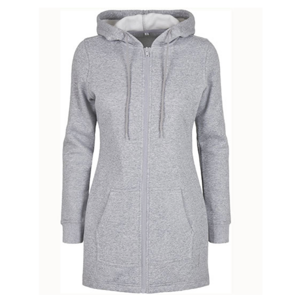 Hoddie Zip Long - Dam slim - Svart och Grå