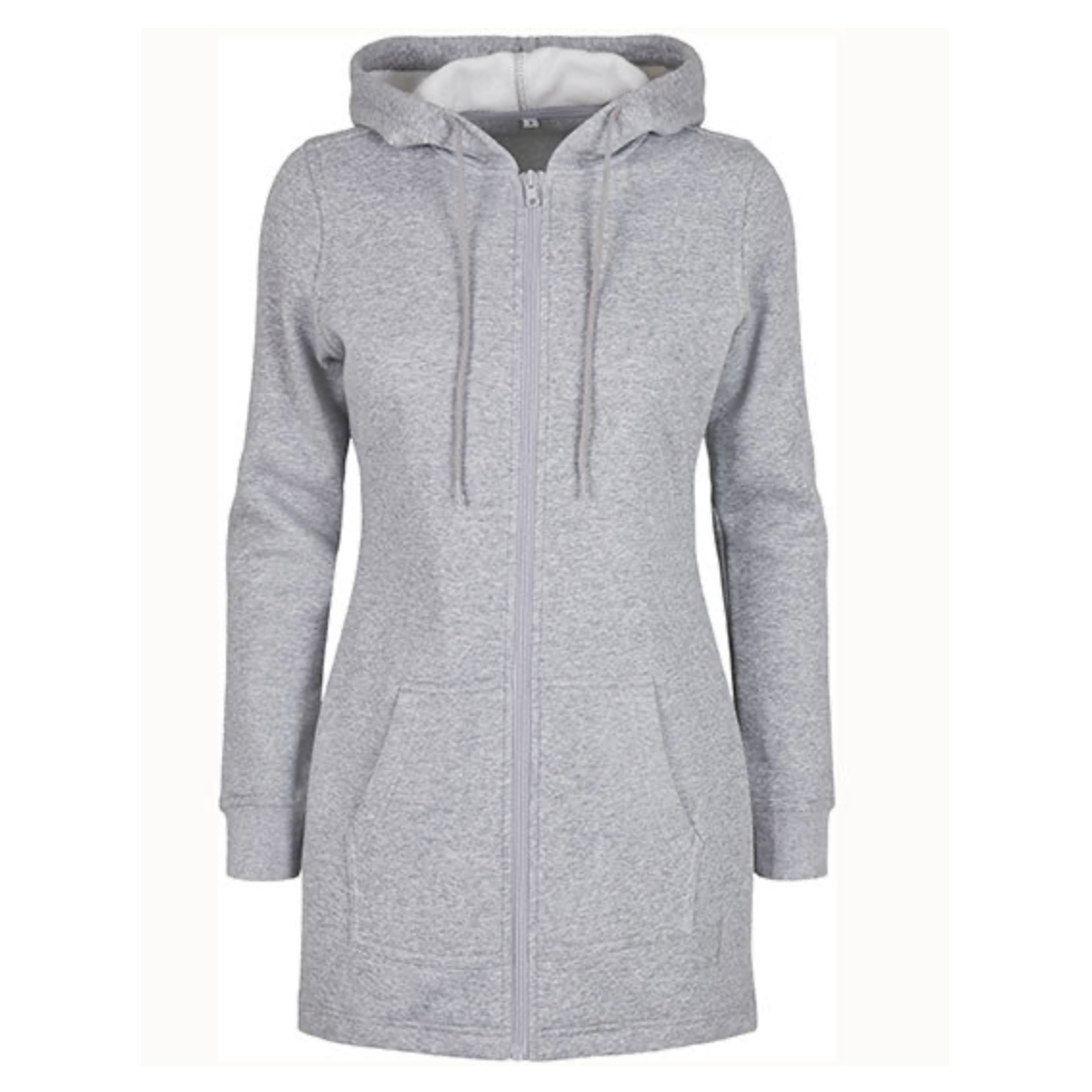 Hoddie Zip Long - Dam slim - Svart och Grå