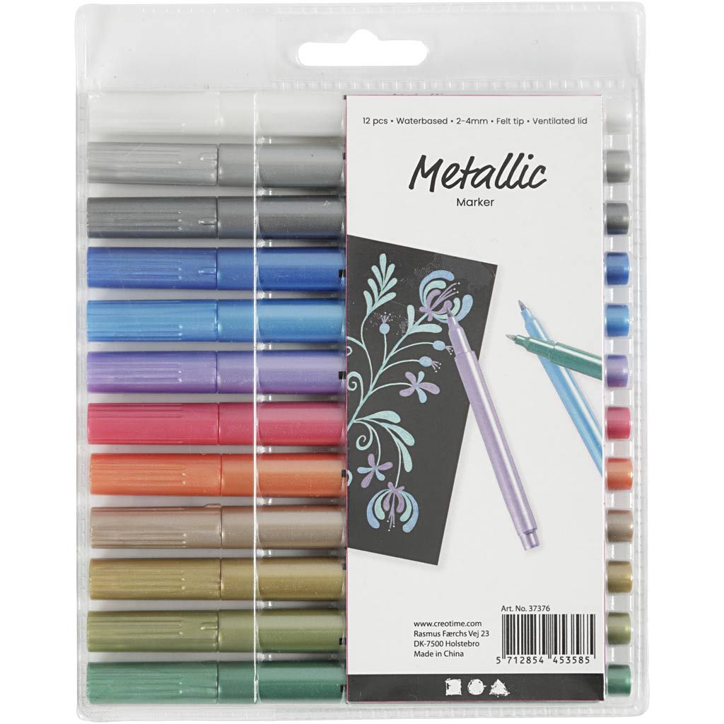 Tuschpennor metallic 12-pack