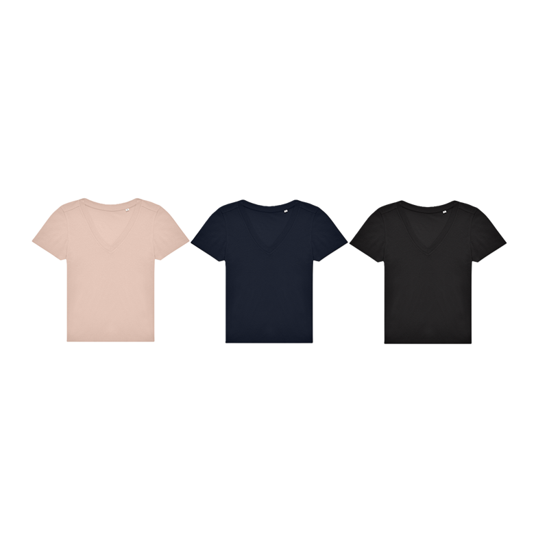 T-shirt Dam - V-ringad - Flera färger