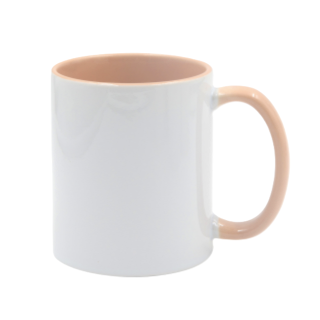 Mugg 80 mm - Vit med färgad insida och handtag