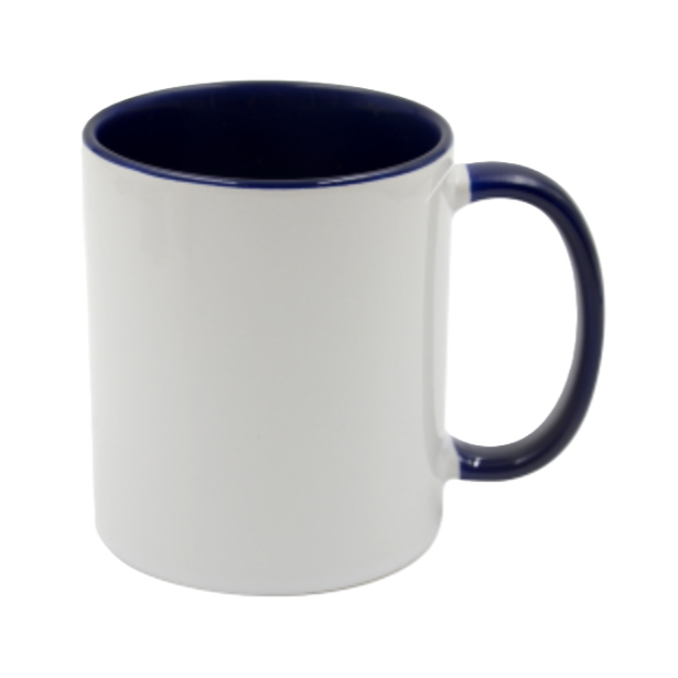 Mugg 80 mm - Vit med färgad insida och handtag