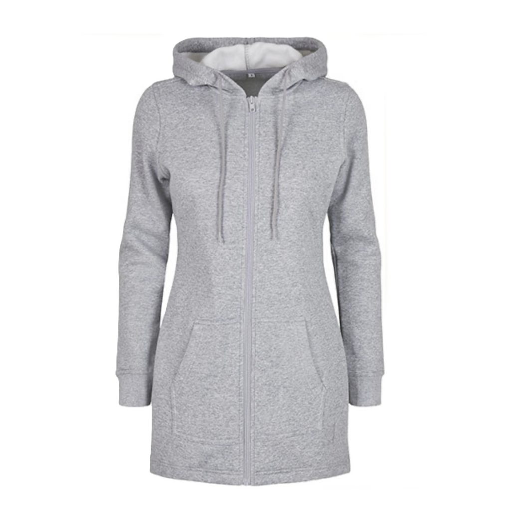 Hoddie Zip Long - Dam slim - Svart och Grå