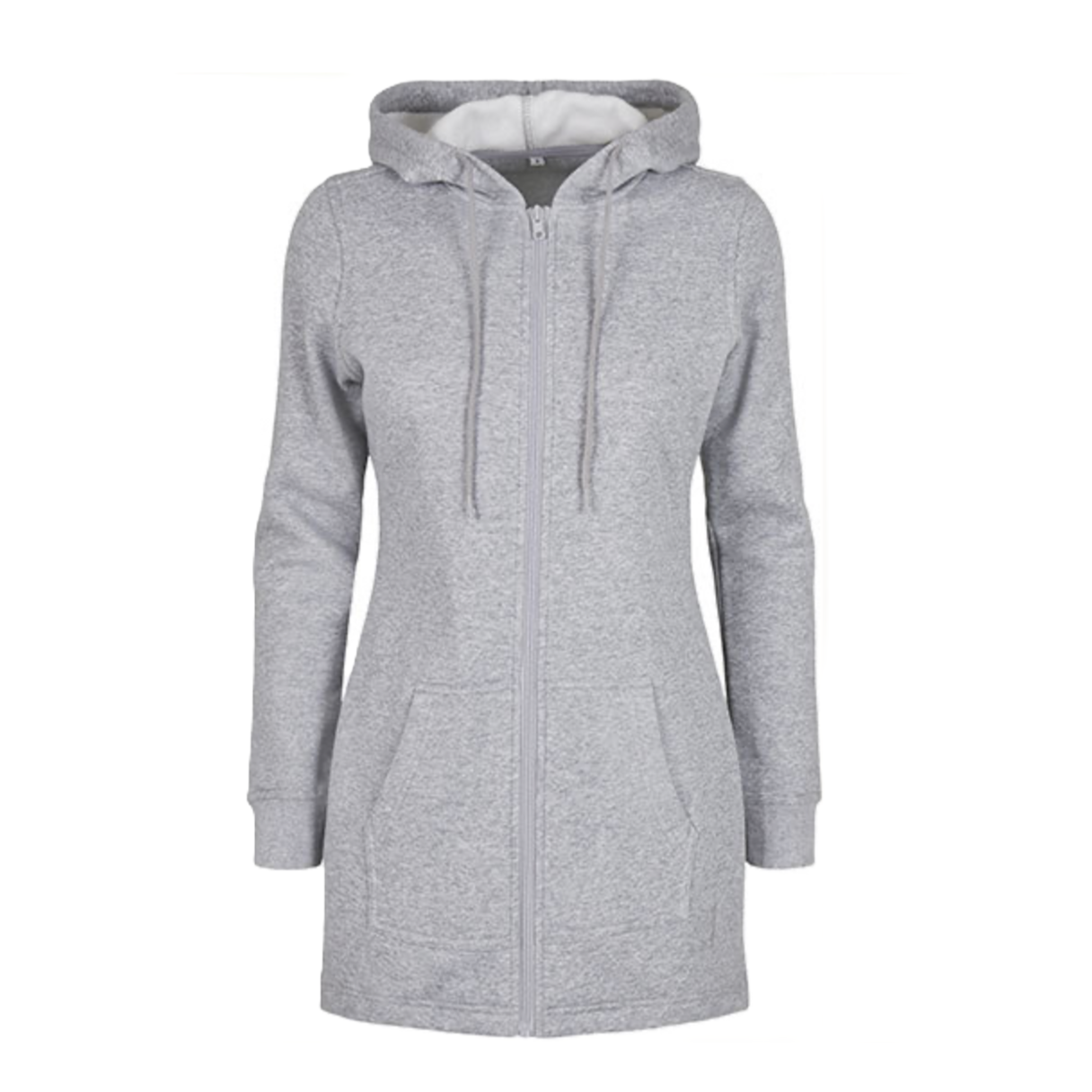 Hoddie Zip Long - Dam slim - Svart och Grå