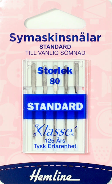 Symaskinsnålar Hemline Universal 130/705H - Nr 80 - 6pack