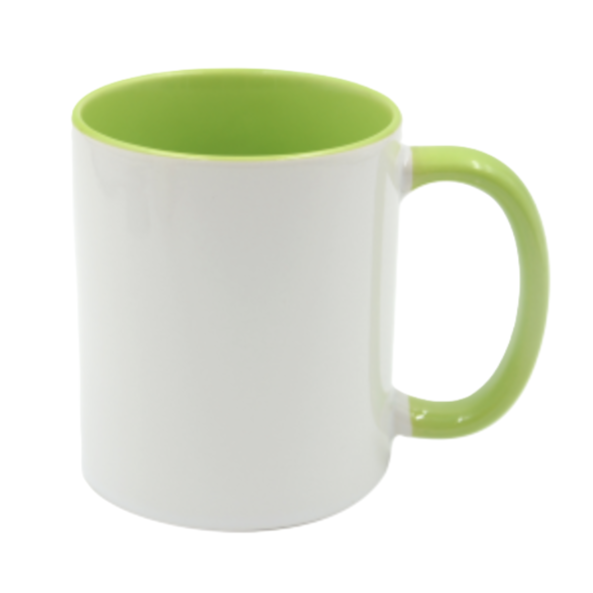Mugg 80 mm - Vit med färgad insida och handtag