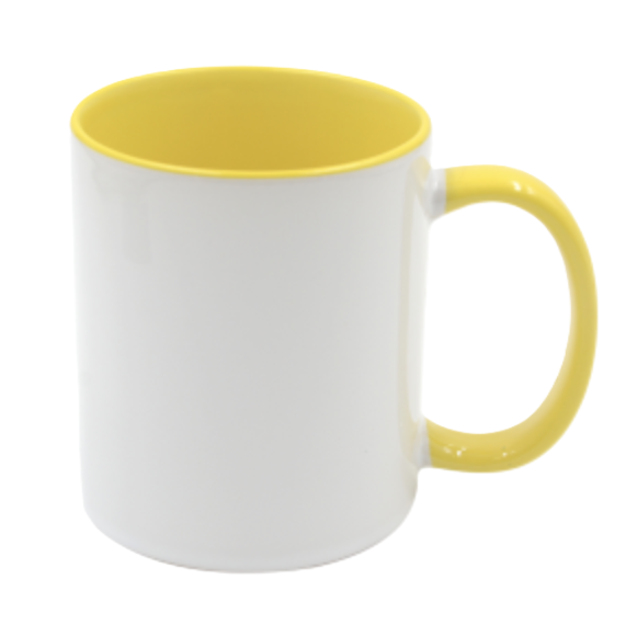 Mugg 80 mm - Vit med färgad insida och handtag