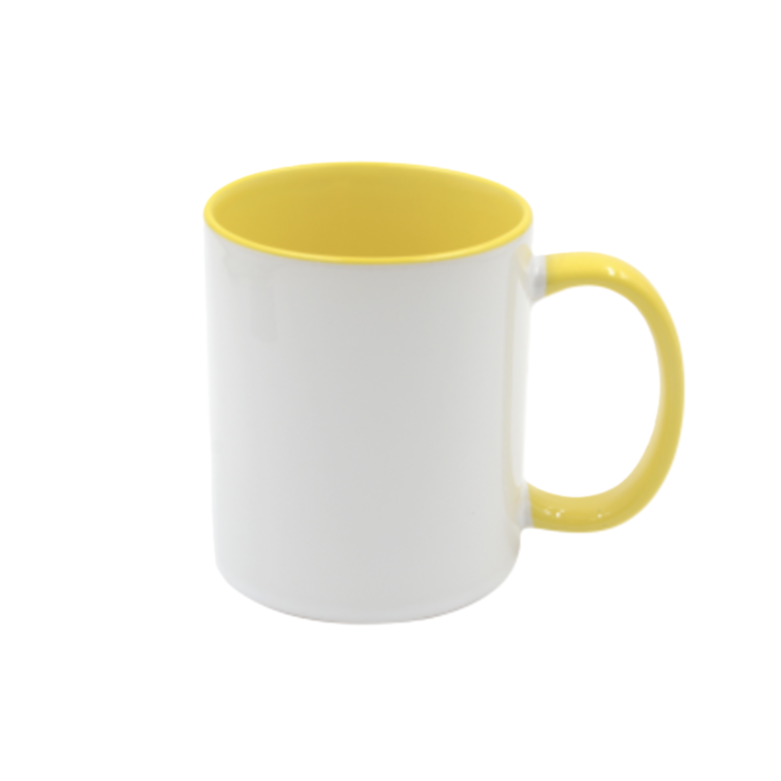 Mugg 80 mm - Vit med färgad insida och handtag - Flera färger