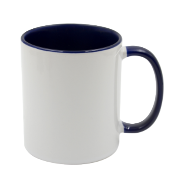 Mugg 80 mm - Vit med färgad insida och handtag