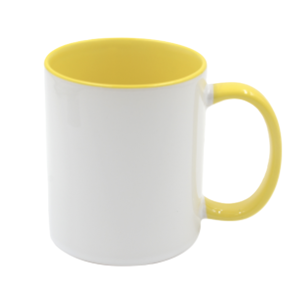 Mugg 80 mm - Vit med färgad insida och handtag