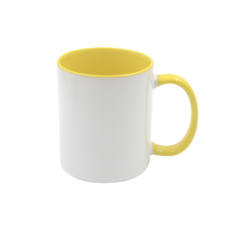 Mugg 80 mm - Vit med färgad insida och handtag - Flera färger