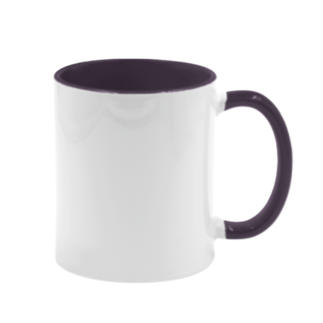Mugg 80 mm - Vit med färgad insida och handtag