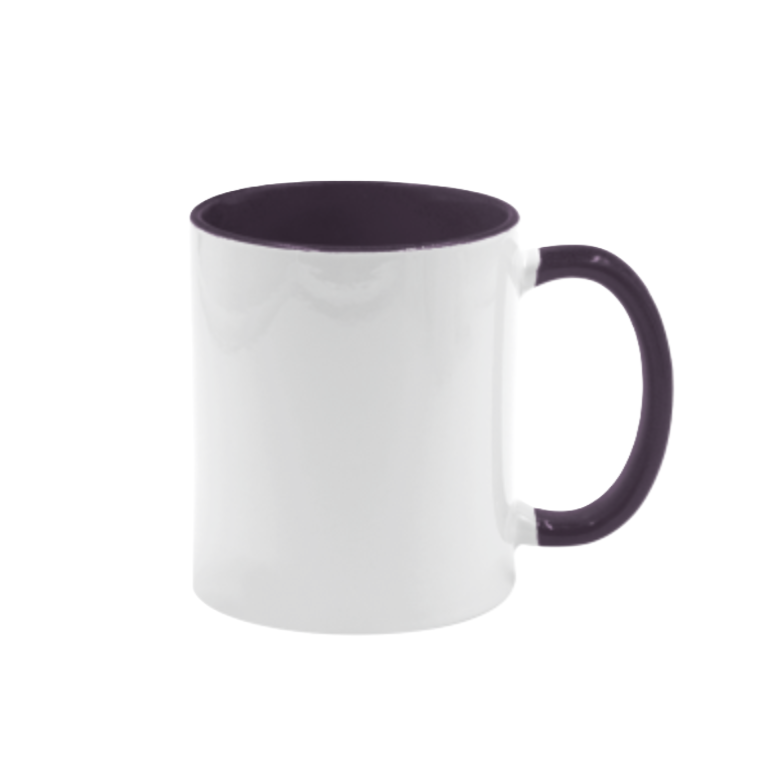 Mugg 80 mm - Vit med färgad insida och handtag - Flera färger