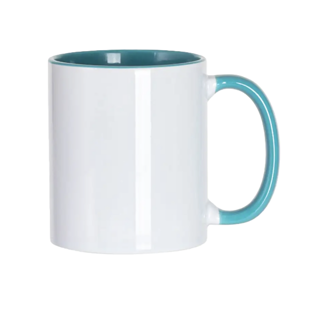 Mugg 80 mm - Vit med färgad insida och handtag