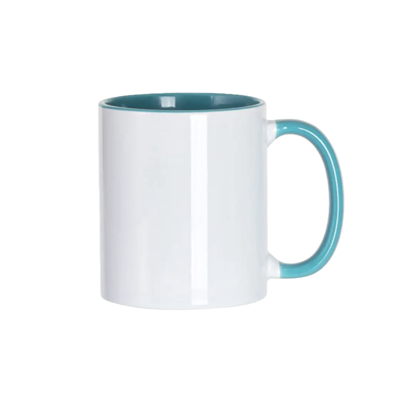 Mugg 80 mm - Vit med färgad insida och handtag - Flera färger