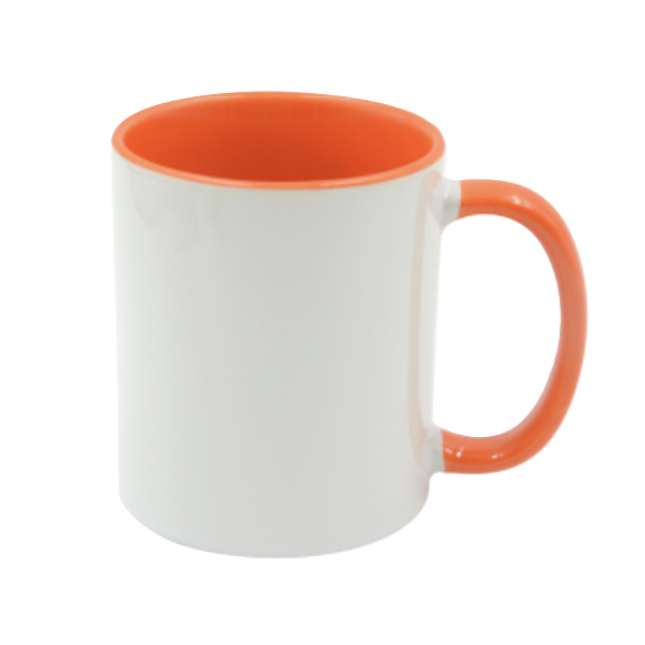 Mugg 80 mm - Vit med färgad insida och handtag