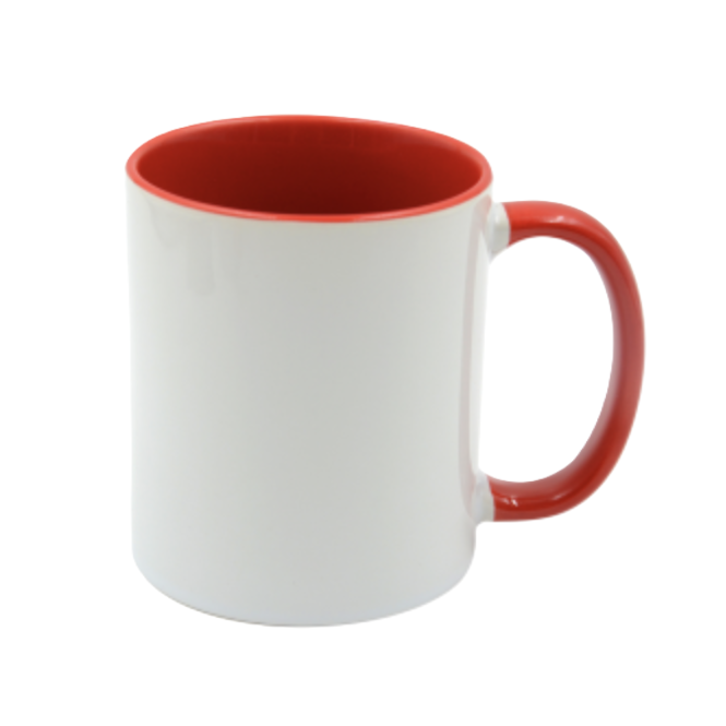 Mugg 80 mm - Vit med färgad insida och handtag