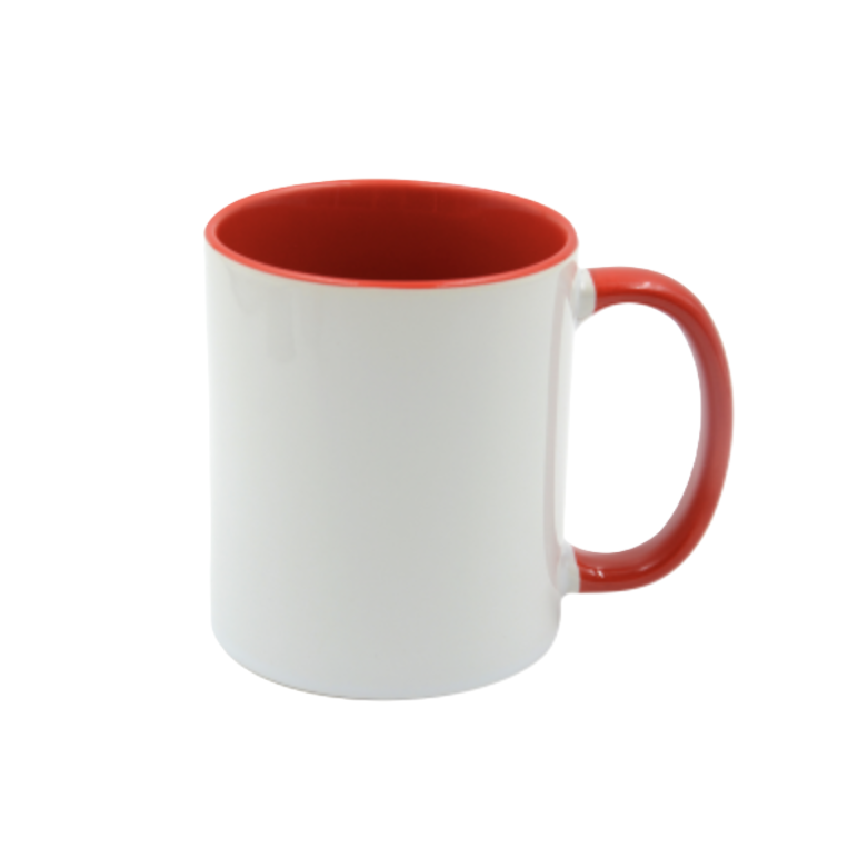 Mugg 80 mm - Vit med färgad insida och handtag - Flera färger