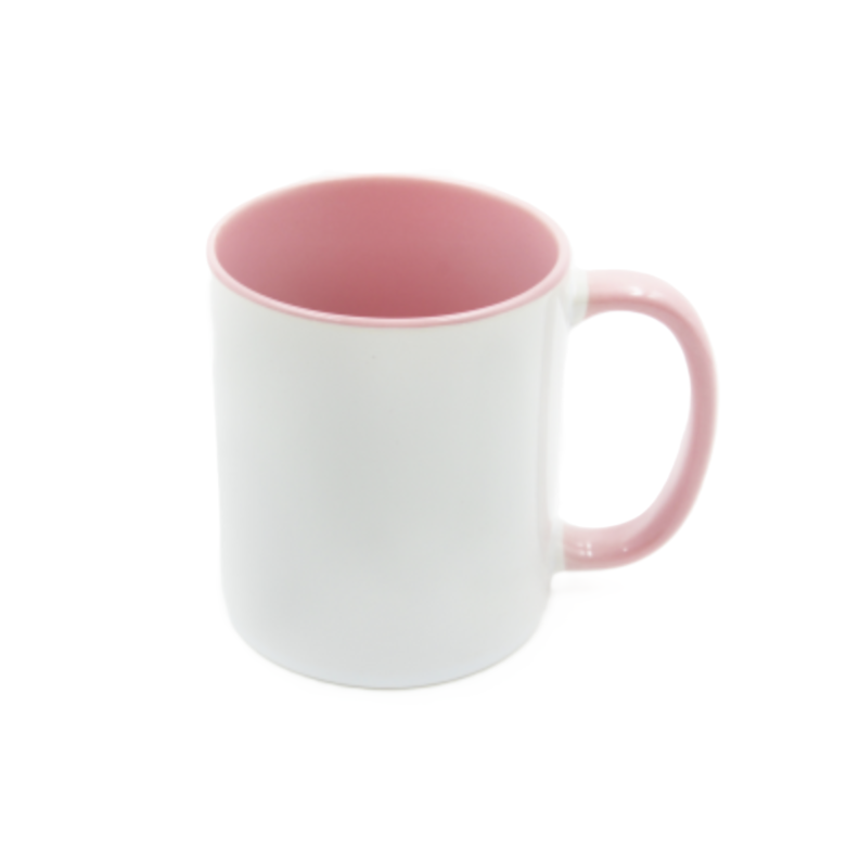 Mugg 80 mm - Vit med färgad insida och handtag - Flera färger