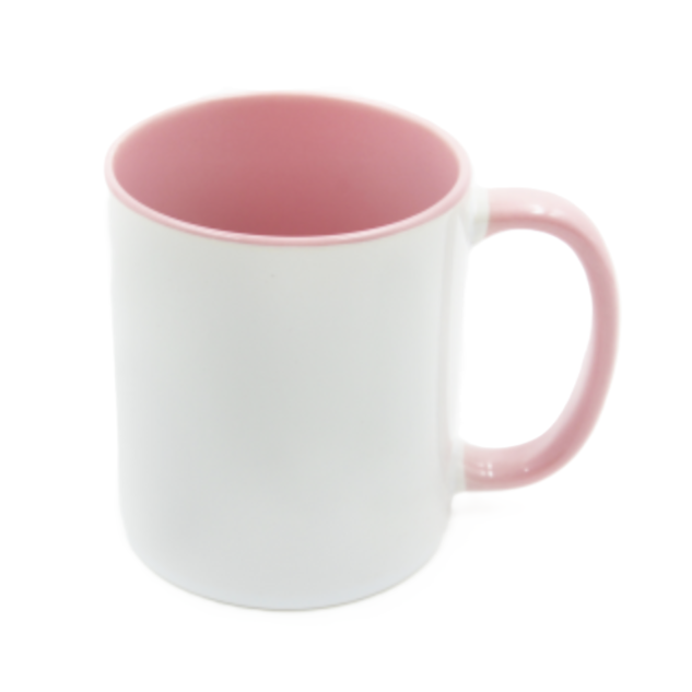 Mugg 80 mm - Vit med färgad insida och handtag