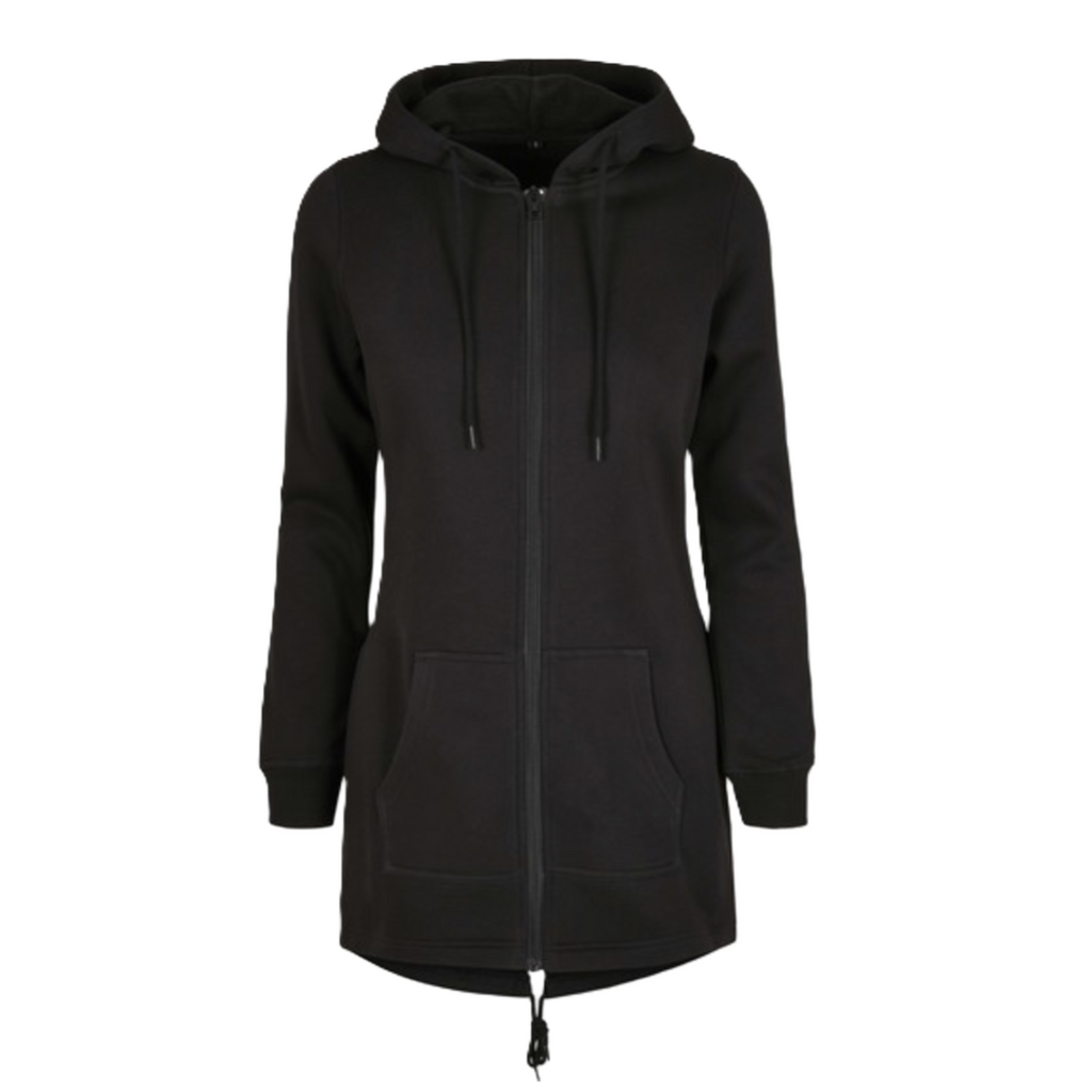 Hoddie Zip Long - Dam slim - Svart och Grå