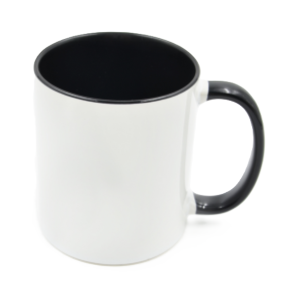 Mugg 80 mm - Vit med färgad insida och handtag