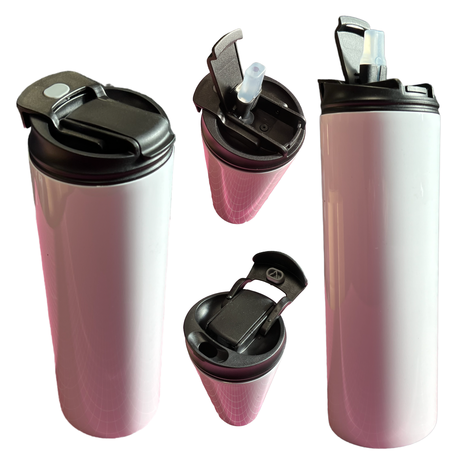 Termotumbler Vit - Rak med två munstycken