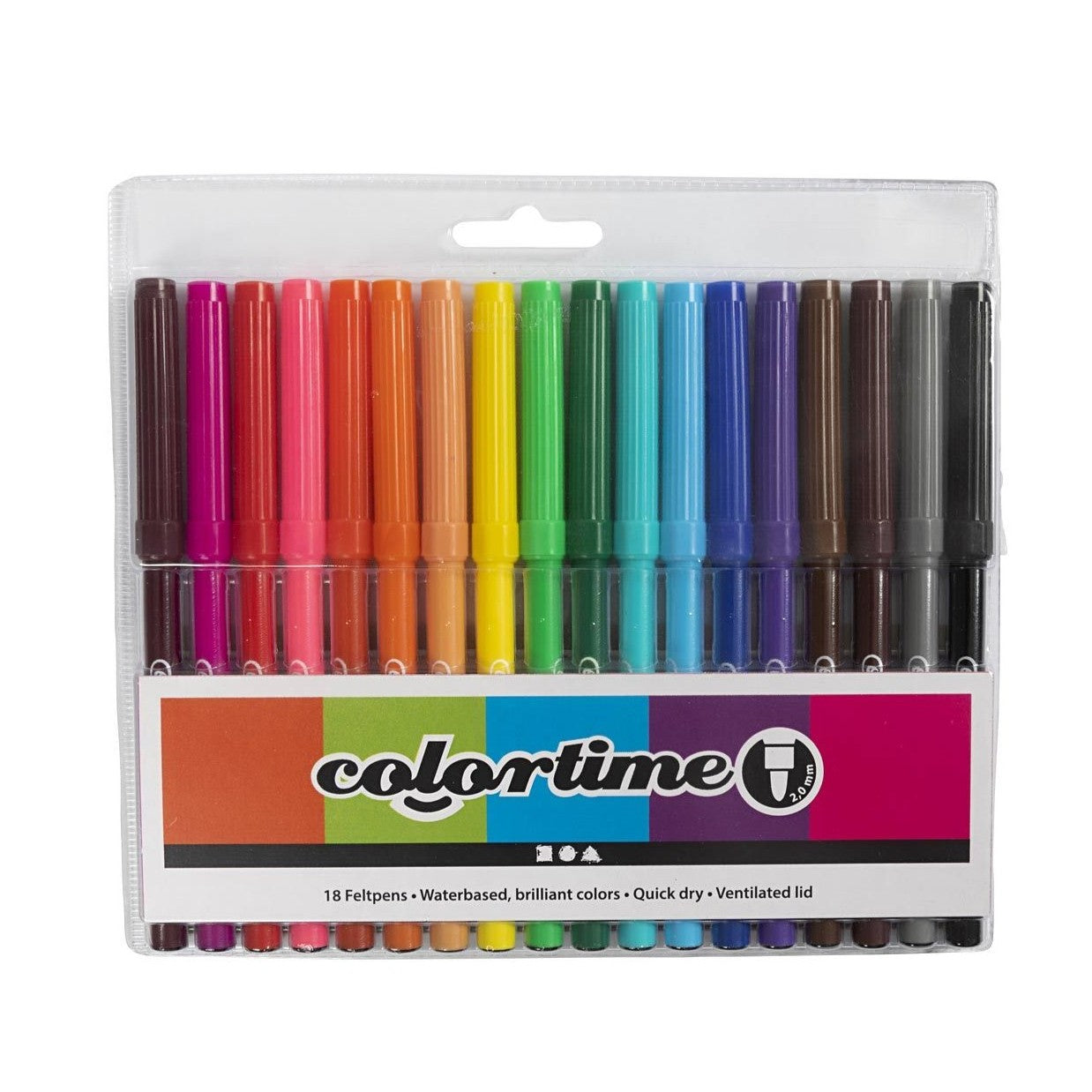 Tuschpennor - Mixade färger - 18-pack