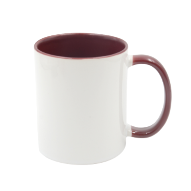 Mugg 80 mm - Vit med färgad insida och handtag